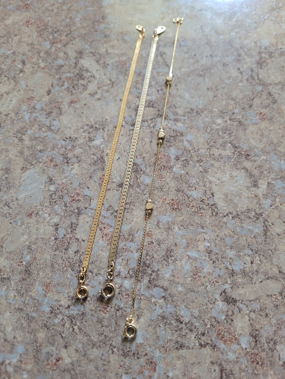 Lot of 3 Gold Tone Women's Delicate Chain Bracelets Set